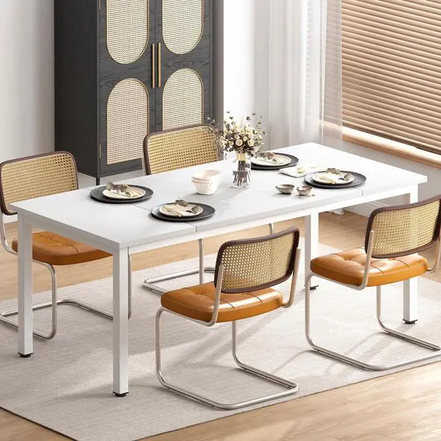 Alt view image 7 of 7 - DlandHome Computer Desk, Large Executive Office Desk Computer Table Study Writing Workstation for Home Office,White,70.8 x 31.5 inch