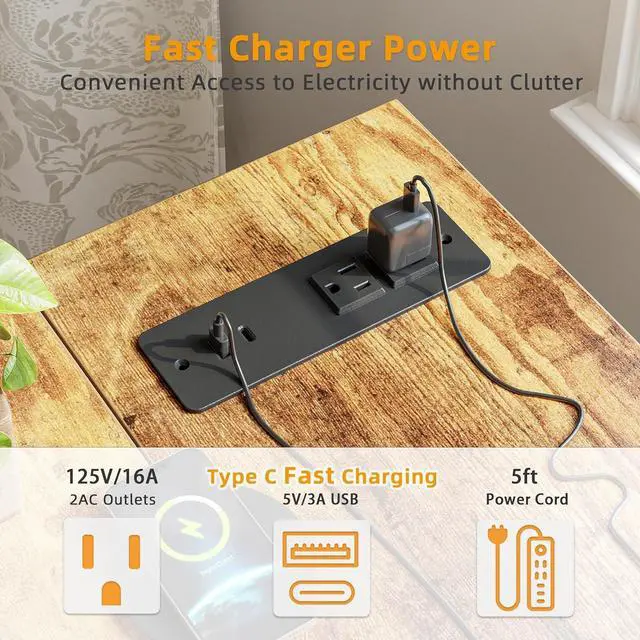 Alt view image 5 of 7 - TIQLAB Small Computer Desk with Power Outlets, 40 Inch L Shaped Desk with Reversible Shelves, Gaming Desk Corner Desk Study Writing Desk for Home Office Bedroom Small Space, Rustic Brown