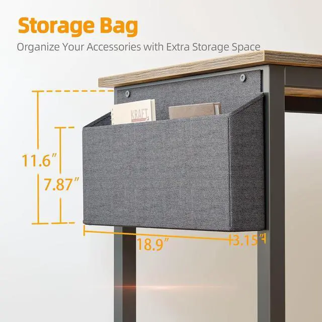 Alt view image 6 of 7 - TIQLAB Small Computer Desk with Power Outlets, 40 Inch L Shaped Desk with Reversible Shelves, Gaming Desk Corner Desk Study Writing Desk for Home Office Bedroom Small Space, Rustic Brown