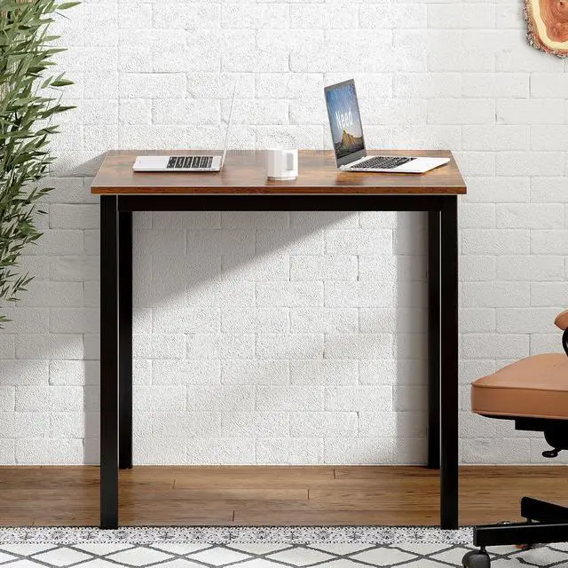 Alt view image 2 of 7 - Need Small Computer Desk for Home&Office- 31.5'' Length Small Writing Desk Gaming Desk Students Laptop Use, Rustic Brown Desktop & Black Frame AC3FB(8060)