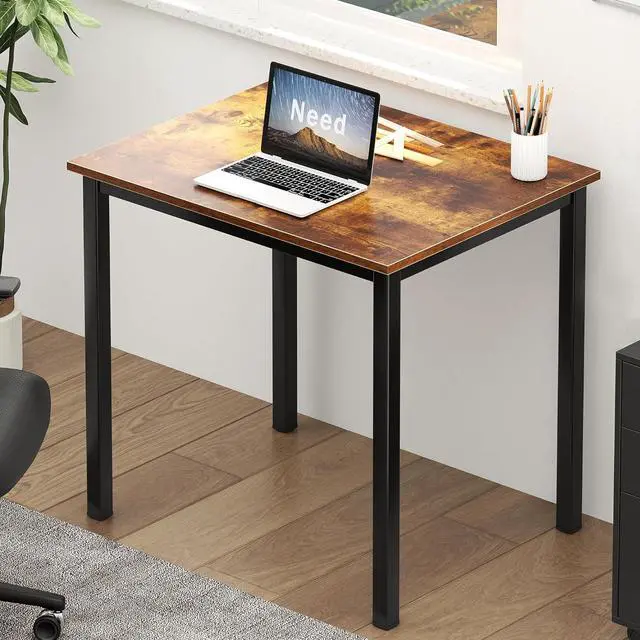 Alt view image 4 of 7 - Need Small Computer Desk for Home&Office- 31.5'' Length Small Writing Desk Gaming Desk Students Laptop Use, Rustic Brown Desktop & Black Frame AC3FB(8060)