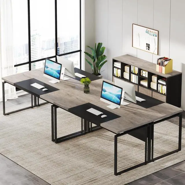 Alt view image 6 of 7 - Tribesigns L-Shaped Executive Desk with Reversible File Cabinet, 63" Office Desk with Storage Drawers, L-Shaped Computer Desk with Drawer Cabinet for Hanging Letter Size Files (Gray & Black)