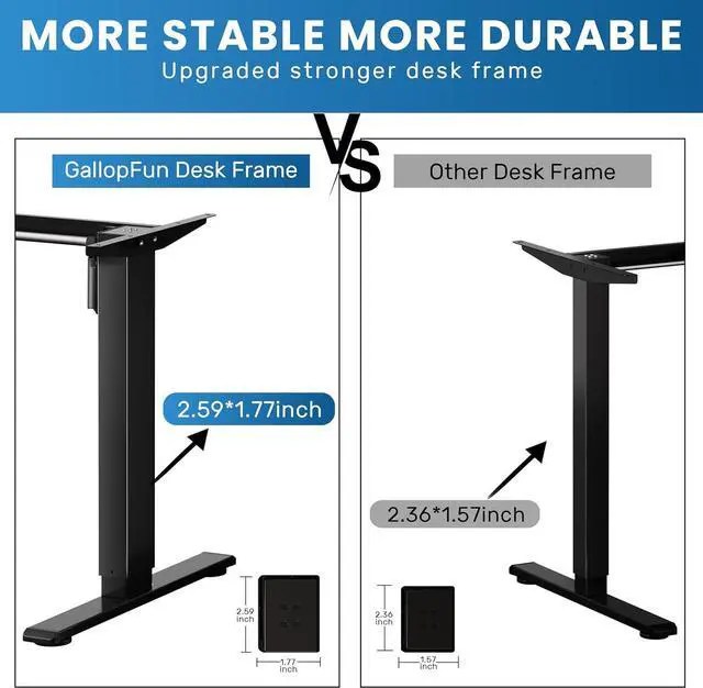 Alt view image 7 of 7 - Electric Standing Desk Frame,Memory Controller Height Adjustment,176lbs Weight Capacity,For 37 to 77.5" Desktop,Ergonomic Sit Stand Desk Base for Home Office,Black Frame Only