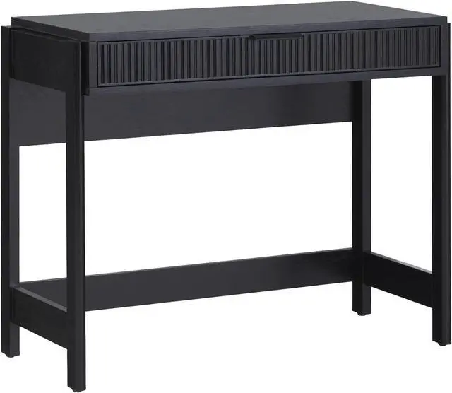 Main image of Walker Edison Transitional Office Design, Reeded Drawer Front Detail, Writing Desk with Drawer, Spacious Desktop, Complementary in Living Spaces, 38W x 16.75D x 30H, Black