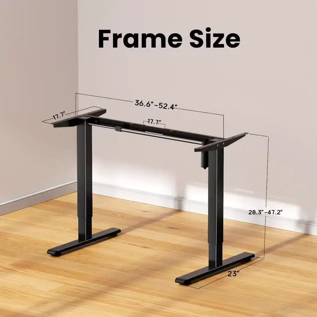 Alt view image 3 of 7 - Electric Standing Desk Frame,Memory Controller Height Adjustment,176lbs Weight Capacity,For 37 to 77.5" Desktop,Ergonomic Sit Stand Desk Base for Home Office,Black Frame Only