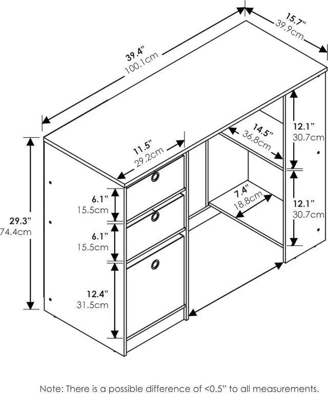 Alt view image 3 of 7 - FURINNO Computer Study Writing Desk, Espresso, Model:15110EXBR