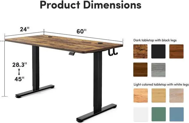 Alt view image 2 of 7 - FEZIBO Electric Standing Desk, 60 x 24 Inches Height Adjustable Stand up Desk, Sit Stand Home Office Desk, Computer Desk, Rustic Brown