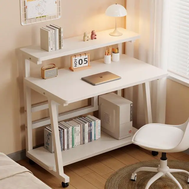 Alt view image 2 of 6 - 31.5 Inch Home Office Desk for Small Space,Rolling Computer Desk with Wheels,Student Study Table for Bedroom.