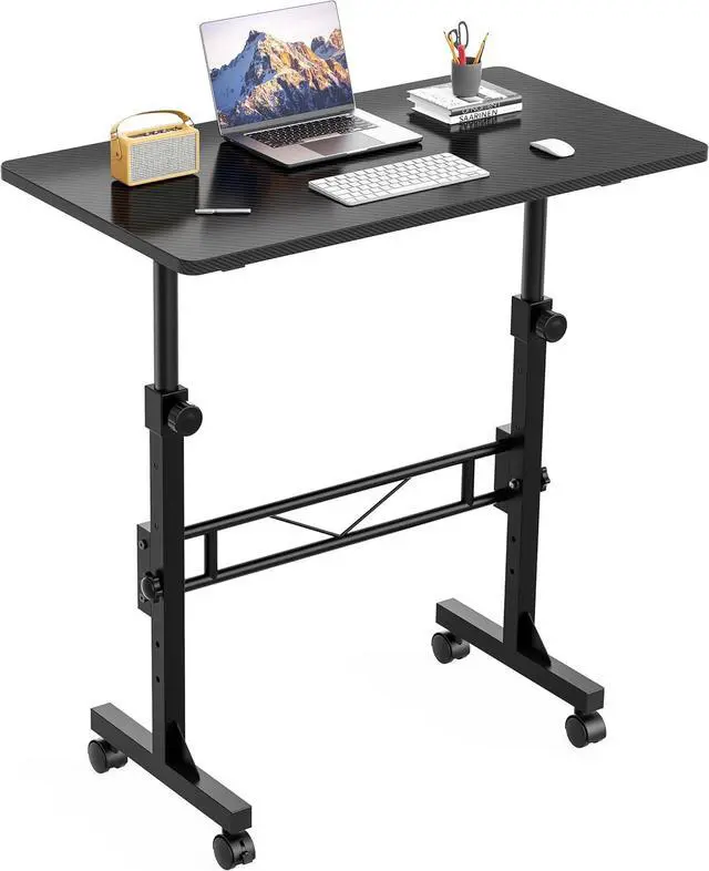 Main image of HOMIDEC Standing Desk, 32 Inch Portable Small Desk Adjustable Height, Rolling Home Office Desks with Wheels, Sit Stand Desk for Bedroom Walking Pad Home Office Small Space, Black