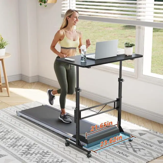 Alt view image 7 of 7 - HOMIDEC Standing Desk, 32 Inch Portable Small Desk Adjustable Height, Rolling Home Office Desks with Wheels, Sit Stand Desk for Bedroom Walking Pad Home Office Small Space, Black