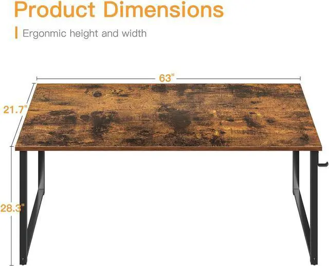 Alt view image 3 of 6 - Coleshome 63 Inches Computer Desk, Modern Desk for Home Office, Vintage