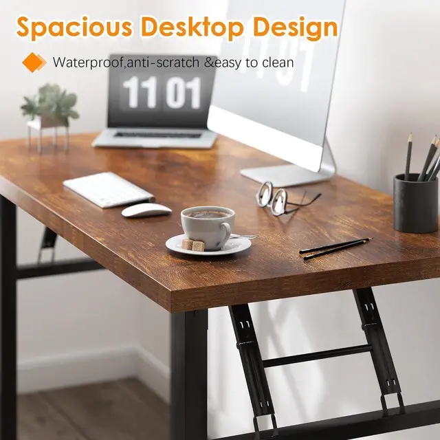 Alt view image 5 of 7 - Need 47 inches Computer Desk Office Desk Folding Table with BIFMA Certification Computer Table Workstation, Rustic Brown AC5FB-120