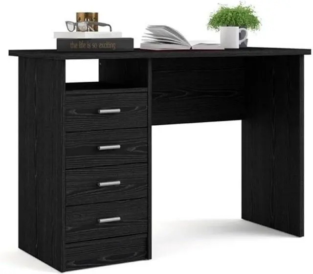 Main image of Tvilum Desk with 4 Drawers, Black Woodgrain
