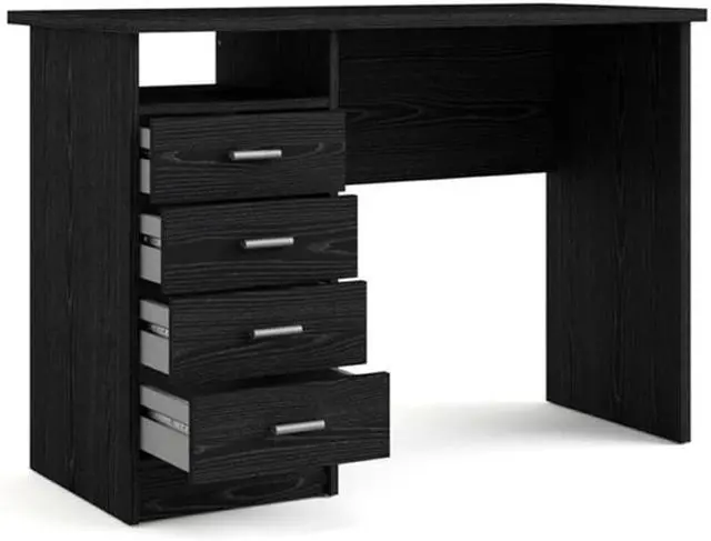 Alt view image 6 of 7 - Tvilum Desk with 4 Drawers, Black Woodgrain