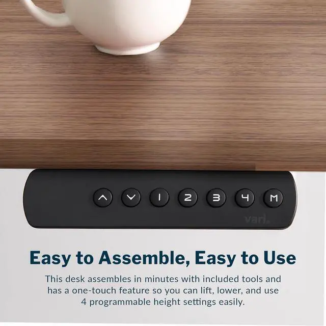 Alt view image 6 of 7 - Vari Electric Standing Desk - 60x30 VariDesk, Adjustable Height Stand Up Computer Desk - Dual Motor with Memory Presets, Stable T-Style Legs- Home Office Essentials - Walnut