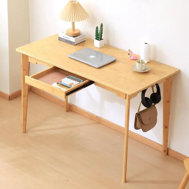 Main image of Maydear 47" Bamboo Multipurpose Study Writing Desk with Drawer, Modern Simple Computer & Laptop Table Dining Table for Bedroom, Living Room, Home and Office, Kitchen, Natural