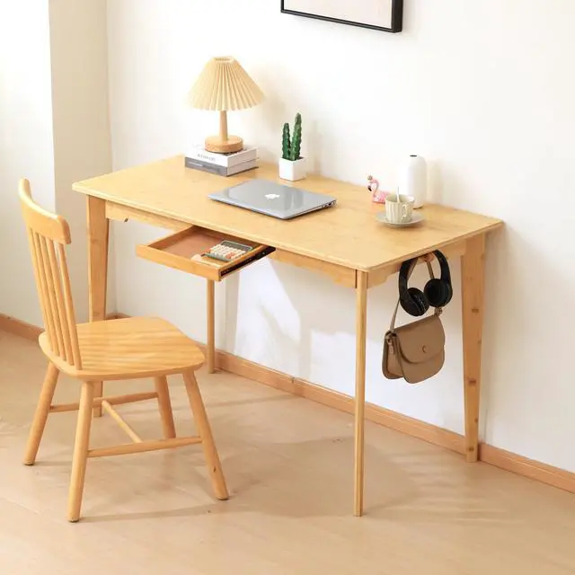 Alt view image 3 of 6 - Maydear 47" Bamboo Multipurpose Study Writing Desk with Drawer, Modern Simple Computer & Laptop Table Dining Table for Bedroom, Living Room, Home and Office, Kitchen, Natural