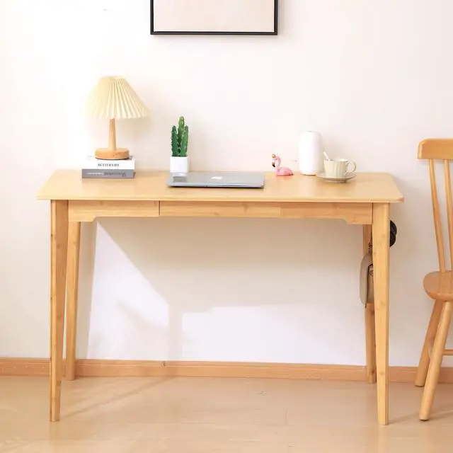 Alt view image 6 of 6 - Maydear 47" Bamboo Multipurpose Study Writing Desk with Drawer, Modern Simple Computer & Laptop Table Dining Table for Bedroom, Living Room, Home and Office, Kitchen, Natural