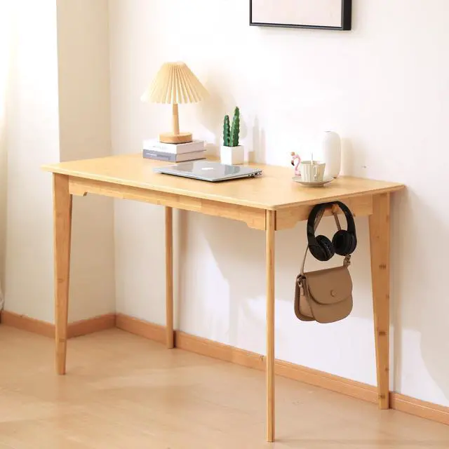 Alt view image 5 of 6 - Maydear 47" Bamboo Multipurpose Study Writing Desk with Drawer, Modern Simple Computer & Laptop Table Dining Table for Bedroom, Living Room, Home and Office, Kitchen, Natural