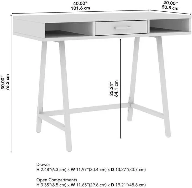 Alt view image 3 of 6 - Bush Furniture Steele 40W Writing Desk in Reclaimed Pine | Computer Table for Home Office Workspace