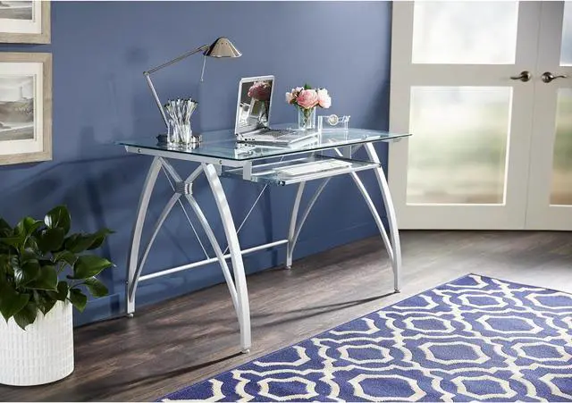 Main image of Realspace® Vista 48"W Glass Computer Desk, Silver