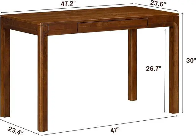 Alt view image 2 of 7 - NTC Flow Modern Wooden Rectangle Desk Table with Hidden Drawer  Waterproof & Heat Resistant, Dark Walnut
