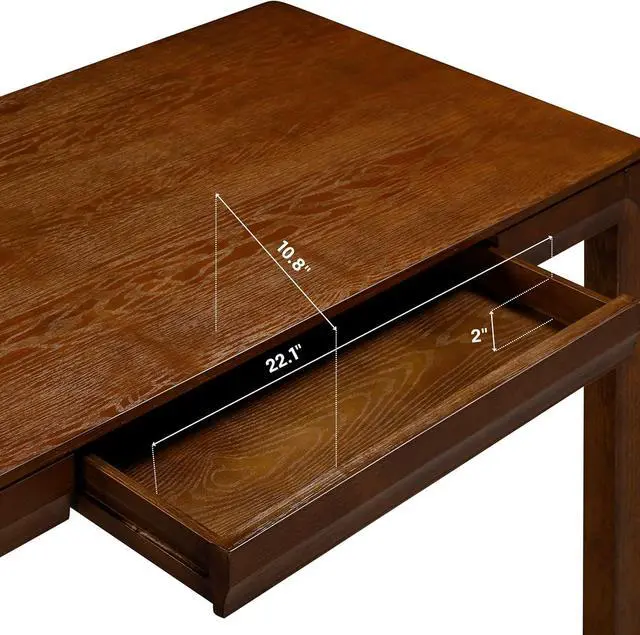 Alt view image 6 of 7 - NTC Flow Modern Wooden Rectangle Desk Table with Hidden Drawer  Waterproof & Heat Resistant, Dark Walnut