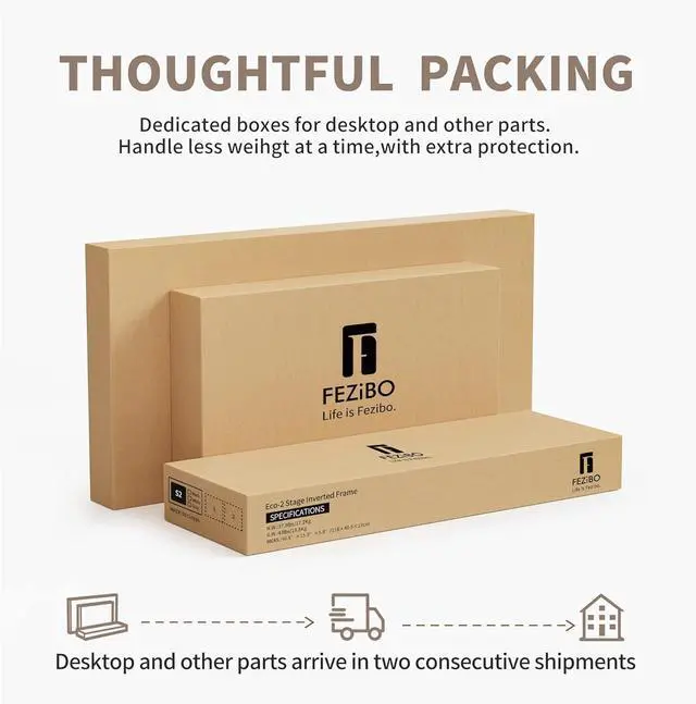 Alt view image 7 of 7 - FEZIBO 66 Inch L Shaped Standing Desk with Drawers & Shelves, Executive Table Adjustable Height, Black Walnut Top/Black Frame