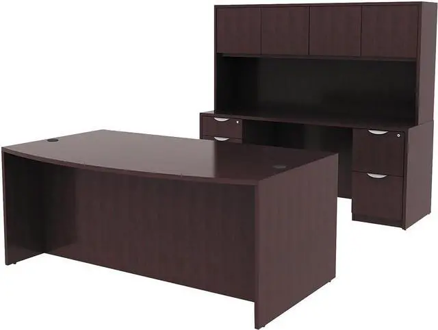 Alt view image 3 of 3 - Alera ALE Valencia Bow Front Desk Shell, 71w x 35 1/2d to 41 3/8d x 29 5/8h, Espresso