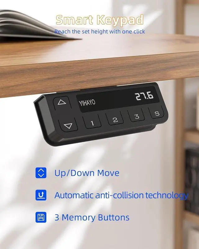 Alt view image 6 of 6 - YIHAYO Electric Standing Desk, 63 x 24 Inches Stand Up Desk with Splice Board, Computer Desk for Home Office, Black Frame/Rustic Brown Top
