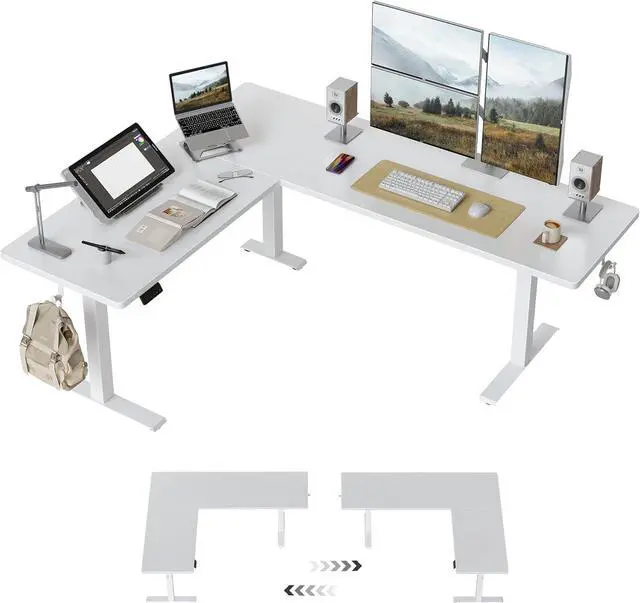Main image of Cubiker 75 * 63" L Shaped Standing Desk, Reversible Corner Standing Desk, Suitable for Home Office, White