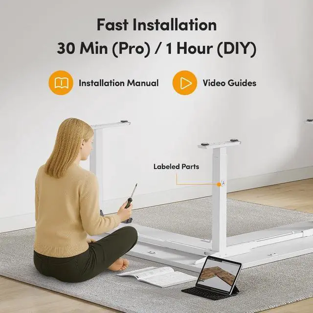Alt view image 6 of 7 - Cubiker 75 * 63" L Shaped Standing Desk, Reversible Corner Standing Desk, Suitable for Home Office, White