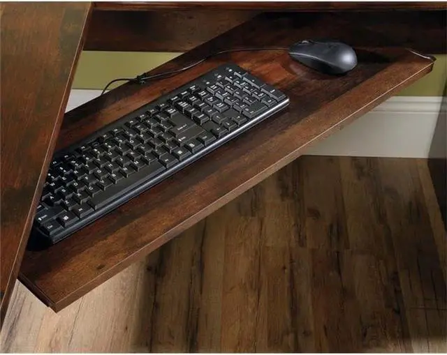 Alt view image 3 of 7 - Pemberly Row Home Office L Shaped Desk with Computer Tower Storage in Curado Cherry