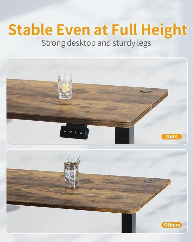 Alt view image 3 of 7 - CubiCubi Electric Standing Desk, 48 x 24 Inches Height Adjustable Sit Stand Desk, Ergonomic Home Office Computer Workstation, Rusticbrown