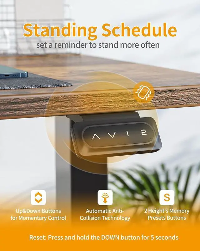 Alt view image 4 of 7 - CubiCubi Electric Standing Desk, 48 x 24 Inches Height Adjustable Sit Stand Desk, Ergonomic Home Office Computer Workstation, Rusticbrown