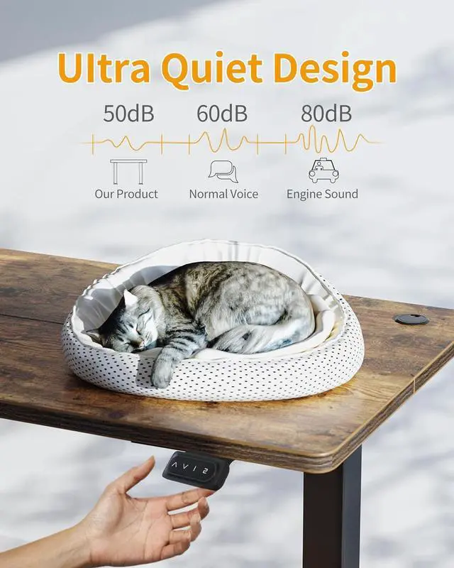 Alt view image 5 of 7 - CubiCubi Electric Standing Desk, 48 x 24 Inches Height Adjustable Sit Stand Desk, Ergonomic Home Office Computer Workstation, Rusticbrown