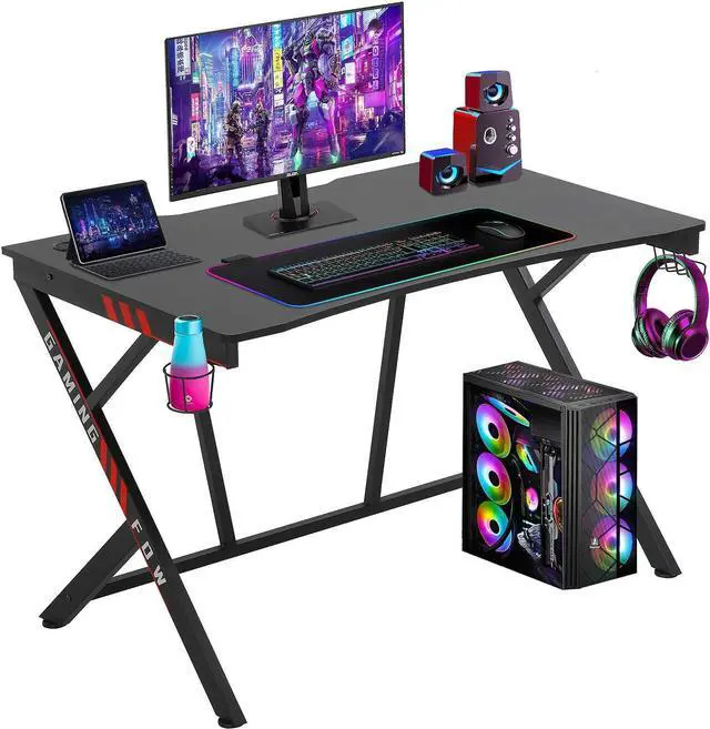 Main image of FDW Gaming Desk Gaming Table 45.2" W x 29" D PC Computer Desk Home Office Desk Table with Cup Holder Headphone Hook Gamer Workstation Game Table for Boys Girls.
