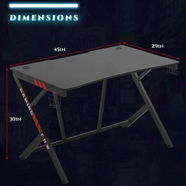 Alt view image 3 of 7 - FDW Gaming Desk Gaming Table 45.2" W x 29" D PC Computer Desk Home Office Desk Table with Cup Holder Headphone Hook Gamer Workstation Game Table for Boys Girls.