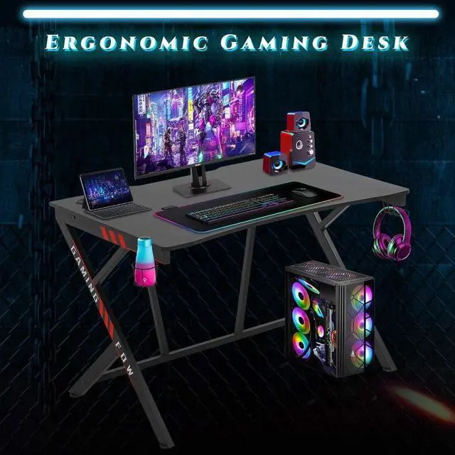 Alt view image 4 of 7 - FDW Gaming Desk Gaming Table 45.2" W x 29" D PC Computer Desk Home Office Desk Table with Cup Holder Headphone Hook Gamer Workstation Game Table for Boys Girls.
