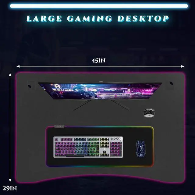 Alt view image 5 of 7 - FDW Gaming Desk Gaming Table 45.2" W x 29" D PC Computer Desk Home Office Desk Table with Cup Holder Headphone Hook Gamer Workstation Game Table for Boys Girls.