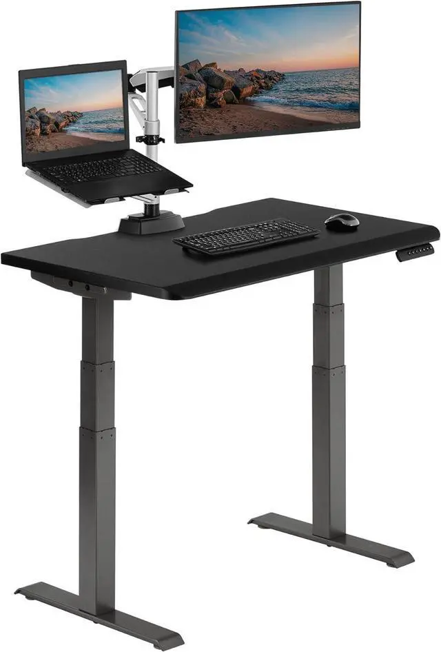 Main image of Vari ComfortEdge 40x26 Inch Adjustable Standing Desk  Small Electric Sit Stand VariDesk for Apartment, Bedroom, or Home Office + Beveled Edge, Tool-Free Assembly (Black)