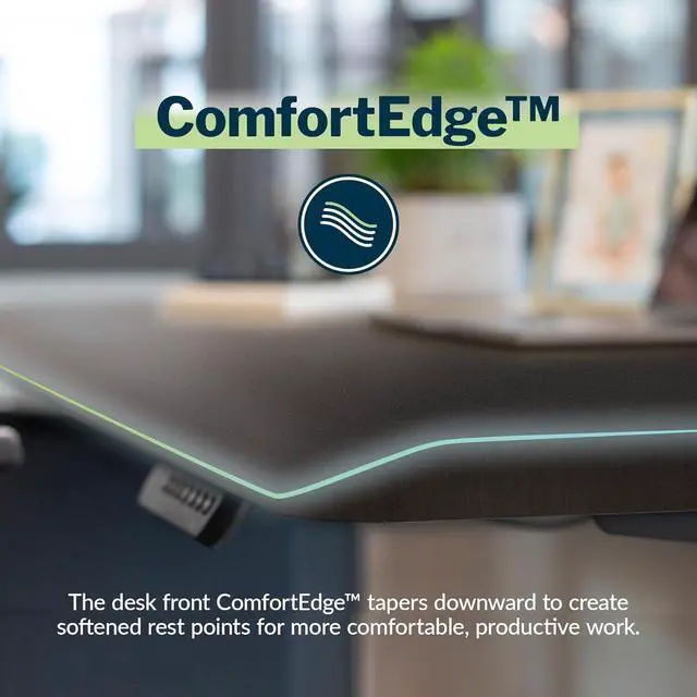 Alt view image 3 of 6 - Vari ComfortEdge 40x26 Inch Adjustable Standing Desk  Small Electric Sit Stand VariDesk for Apartment, Bedroom, or Home Office + Beveled Edge, Tool-Free Assembly (Black)