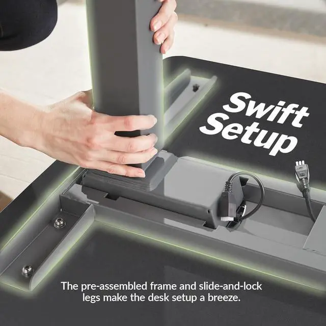 Alt view image 6 of 6 - Vari ComfortEdge 40x26 Inch Adjustable Standing Desk  Small Electric Sit Stand VariDesk for Apartment, Bedroom, or Home Office + Beveled Edge, Tool-Free Assembly (Black)