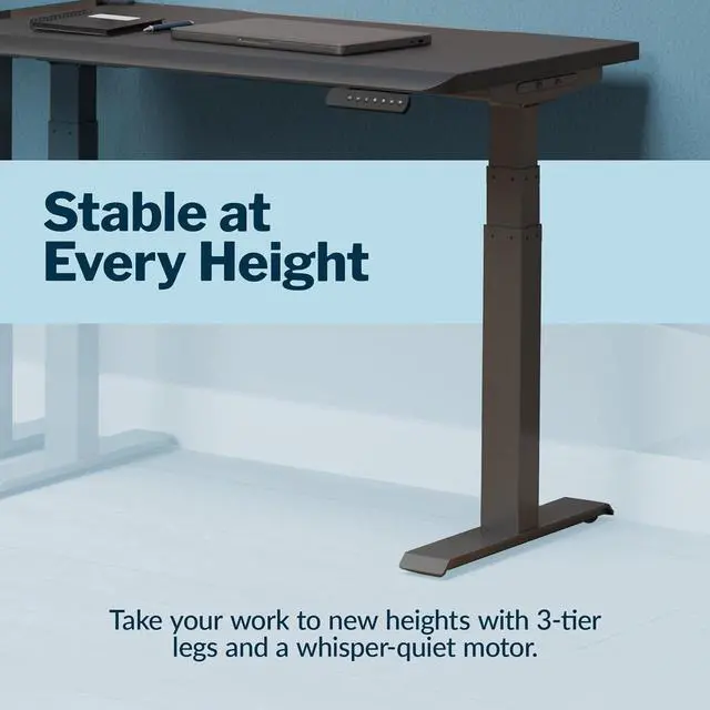 Alt view image 5 of 6 - Vari ComfortEdge 40x26 Inch Adjustable Standing Desk  Small Electric Sit Stand VariDesk for Apartment, Bedroom, or Home Office + Beveled Edge, Tool-Free Assembly (Black)