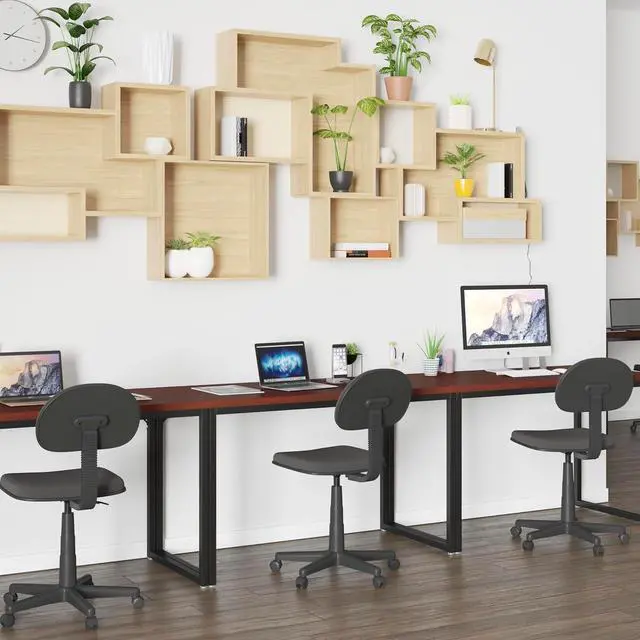 Alt view image 6 of 7 - EMMA + OLIVER Industrial Modern Desk-47"L Commercial Grade Home Office Desk-Mahogany/Black