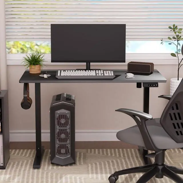 Alt view image 2 of 7 - Electric Height Adjustable Desk 48x24 inches (Black Frame +Black Top) Ultra Quiet (<55dB) Weight Capacity 132 lbs 2-Level Memory Height Adiustable Desk