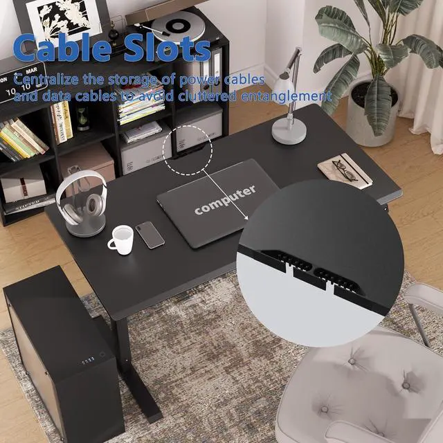 Alt view image 7 of 7 - Electric Height Adjustable Desk 48x24 inches (Black Frame +Black Top) Ultra Quiet (<55dB) Weight Capacity 132 lbs 2-Level Memory Height Adiustable Desk