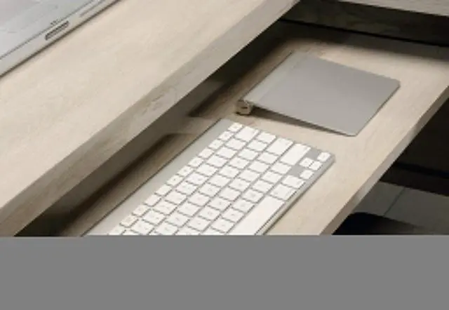 Alt view image 7 of 7 - Sauder Costa L-Shaped Desk, Chalked Chestnut, Home Office with Storage & Keyboard Tray