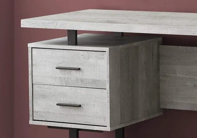 Alt view image 4 of 5 - Monarch Specialties Computer Desk with Drawers - Contemporary Style - Home & Office Computer Desk with Metal Legs - 60"L (Grey Reclaimed Wood Look)