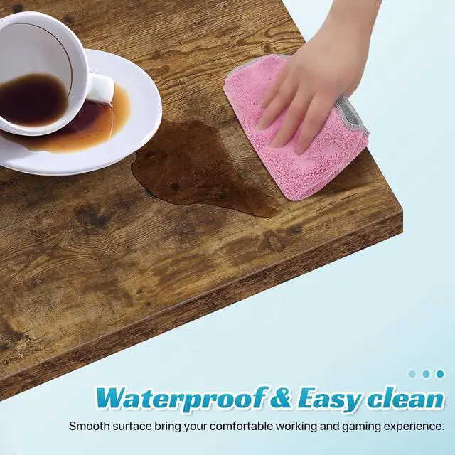 Alt view image 5 of 7 - 48 Inch Computer Desk Set of 2, Office Desk with Metal Frame, Home Office Desk, Modern Simple Style for Small Space Home Office, Living Room, Bedroom, Brown